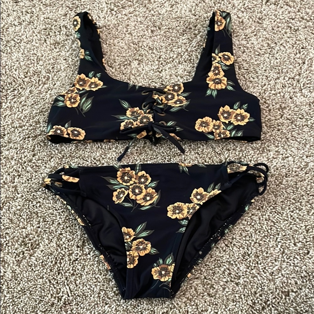 O'Neill Kids Swim Bikini - Black and Yellow Floral